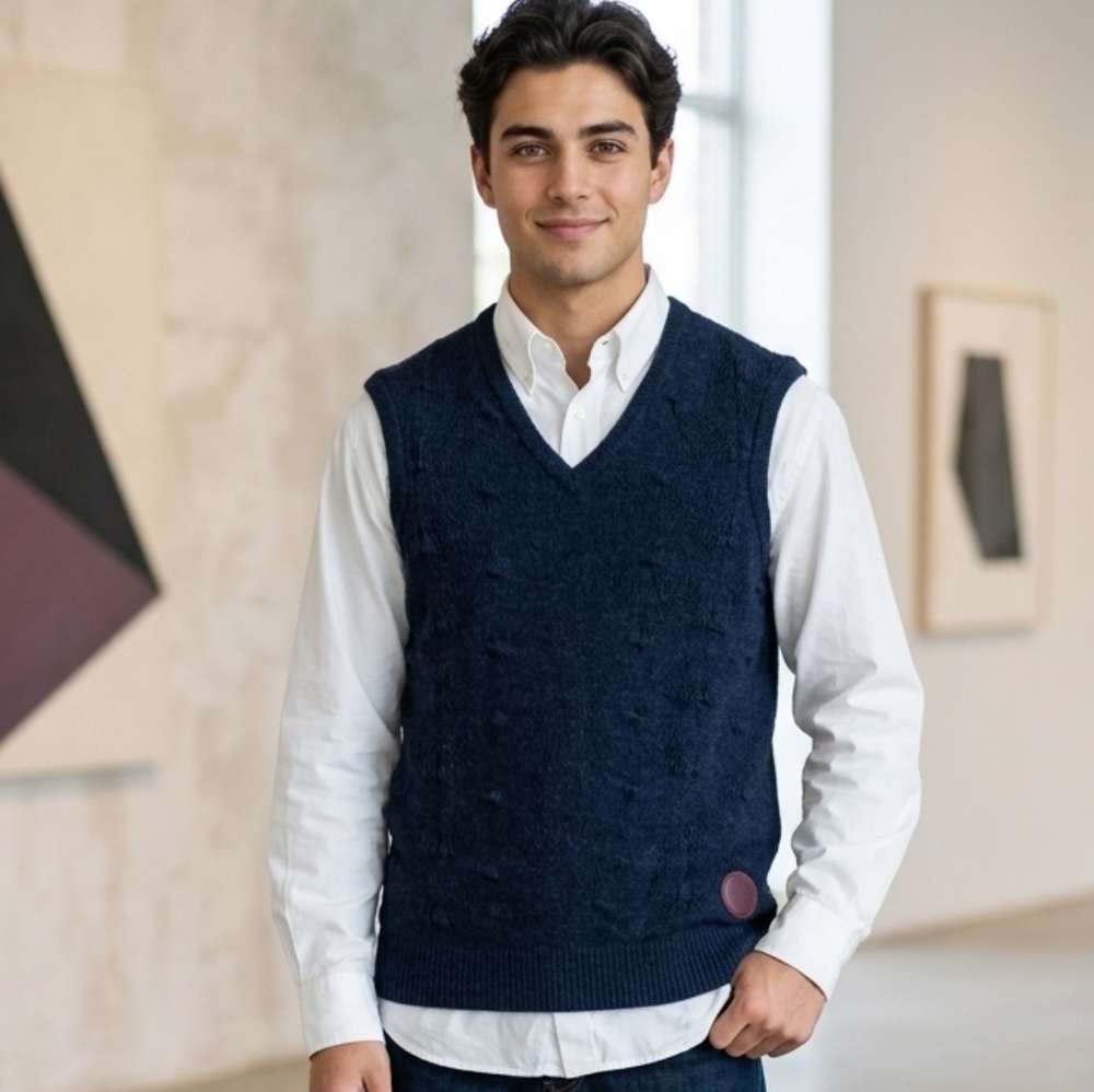 Raf‎ Simons X Fred Perry Rare 100%Wool Mens Designer Sweater Vest Size Small